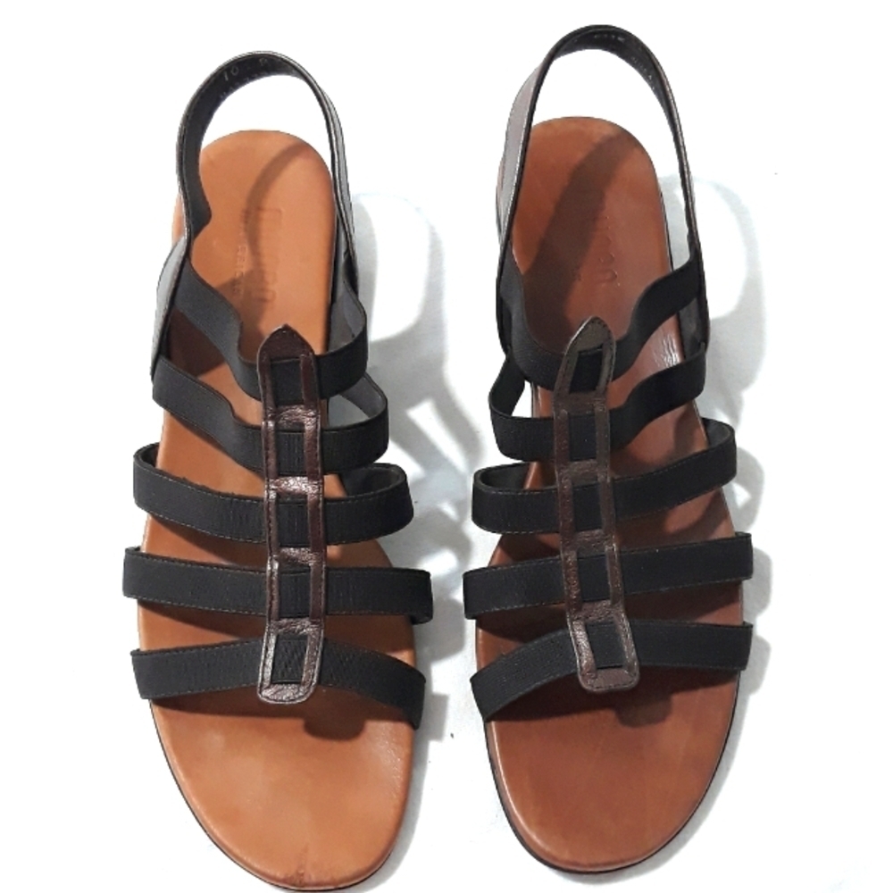 Munro Darian Sandals Size 10 1/2 M Brown  Tortoise Shell Elastic Strappy Shoes